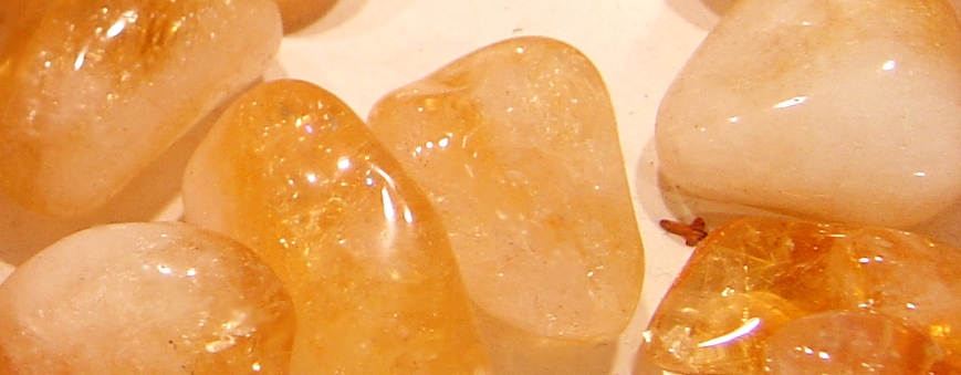 Photograph of yellow-orange heat-treated amethyst catalogued as citrine.